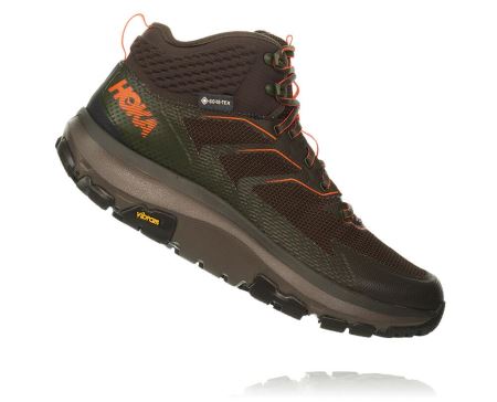 Hoka One One Toa GORE-TEX Homem - Sapatos De Caminhada Pretas Verde Oliva / Laranja | PT-AgO7r21